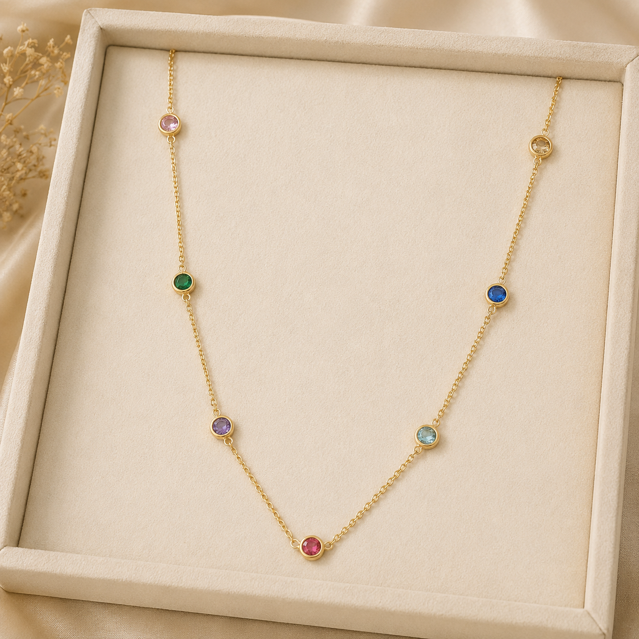Celeste Rainbow Bezel Necklace