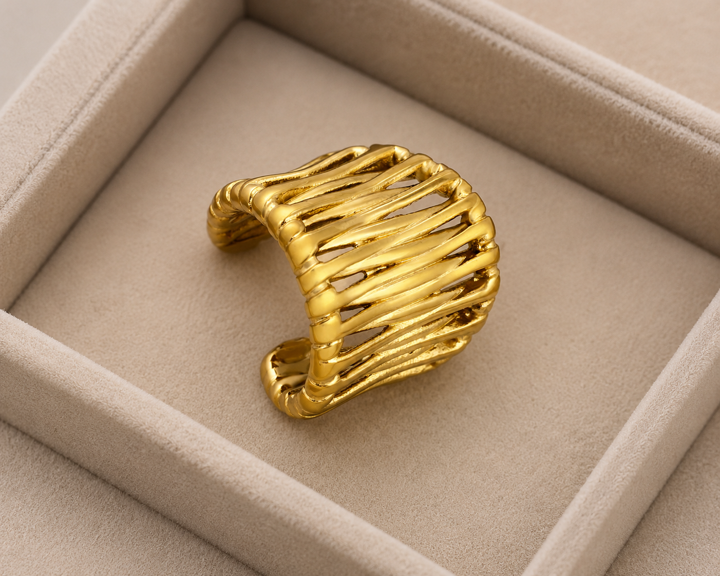 Golden Woven Cuff Ring