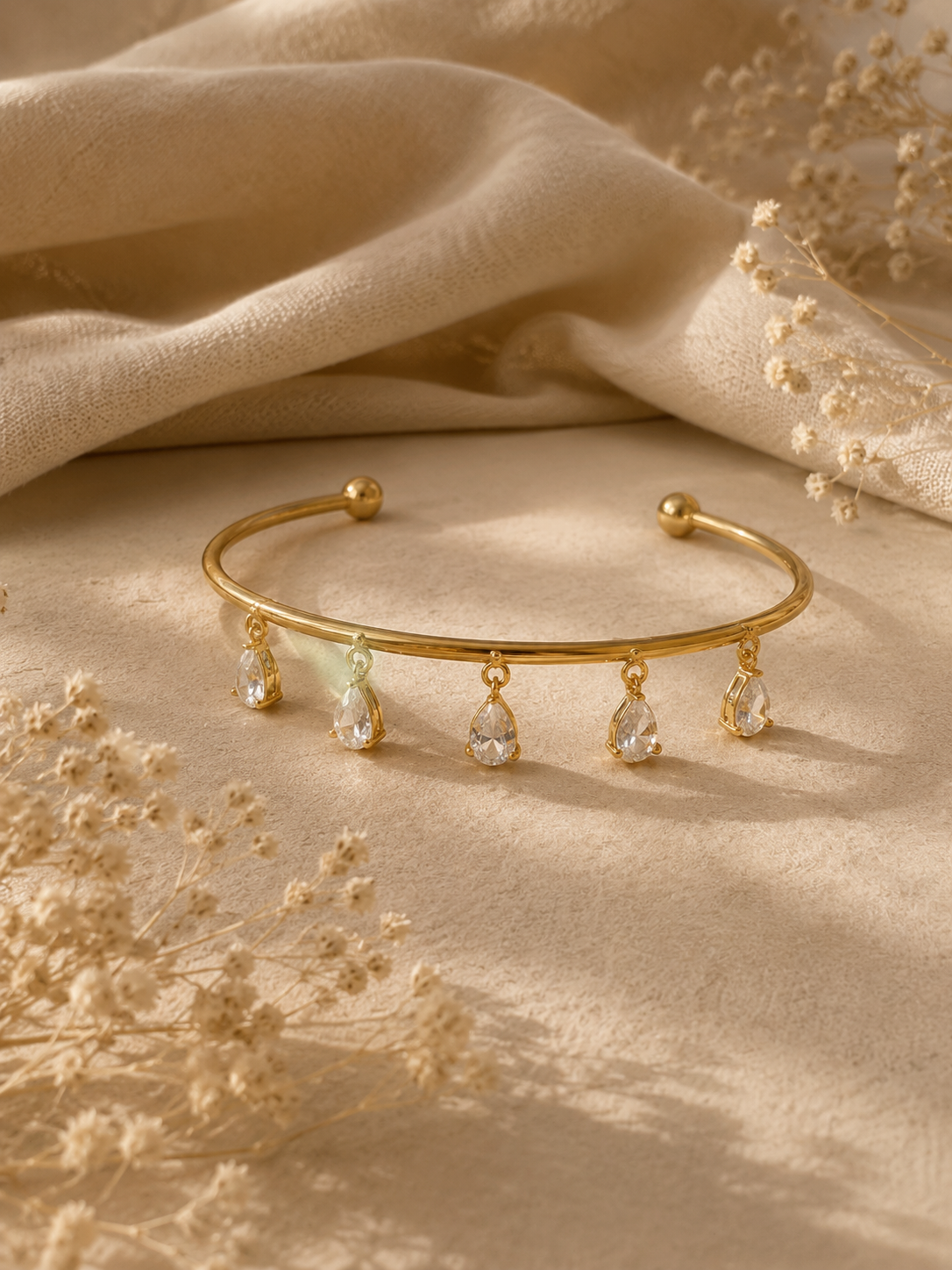 Crystal Charm Open Bangle