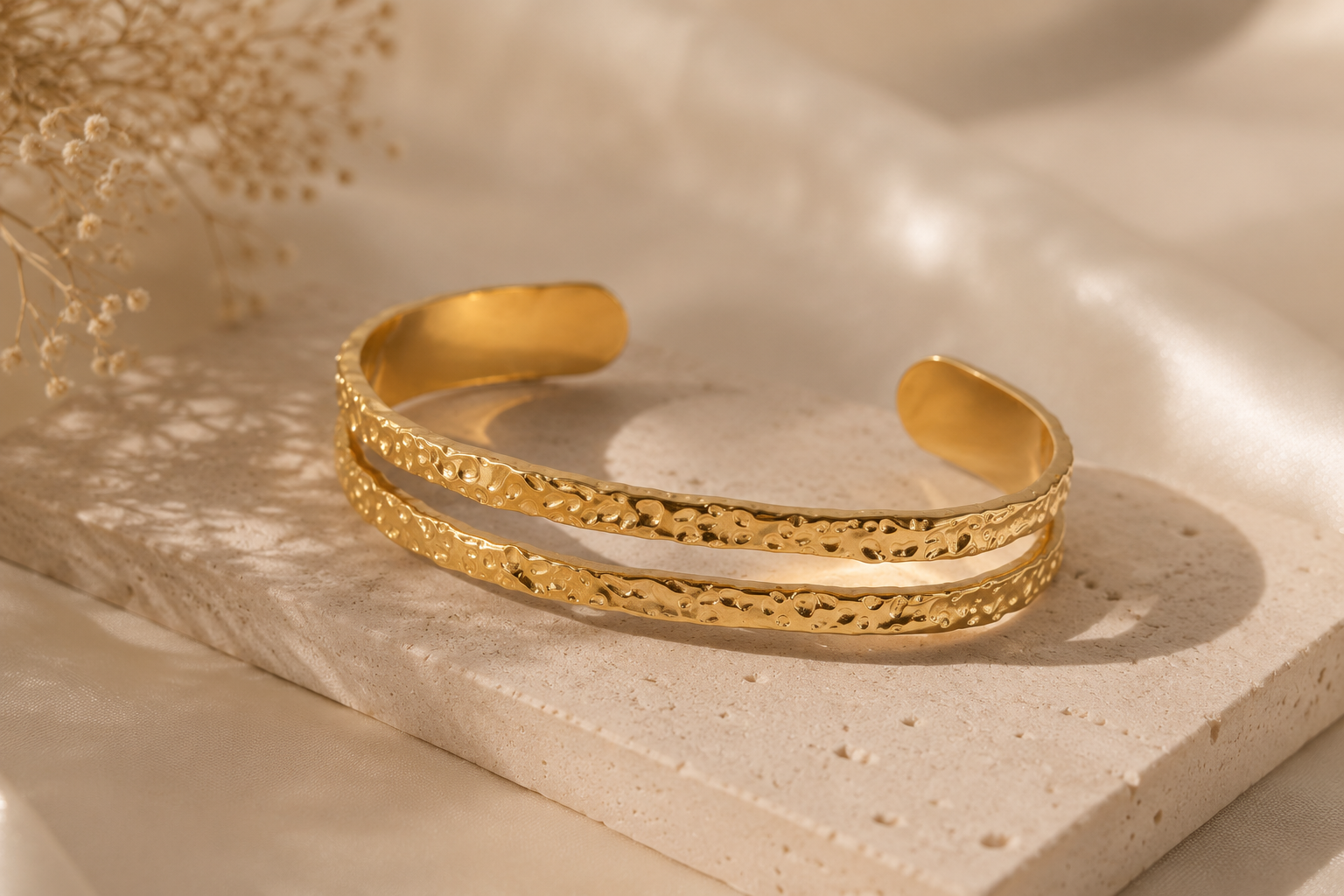 Hammered Dual Band Open Cuff