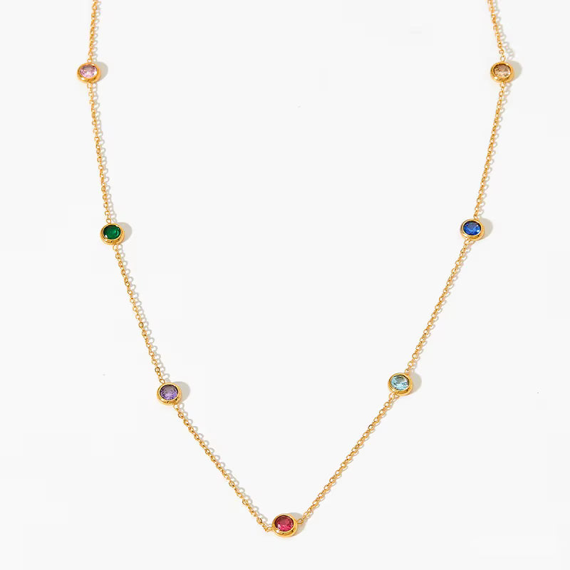 Celeste Rainbow Bezel Necklace