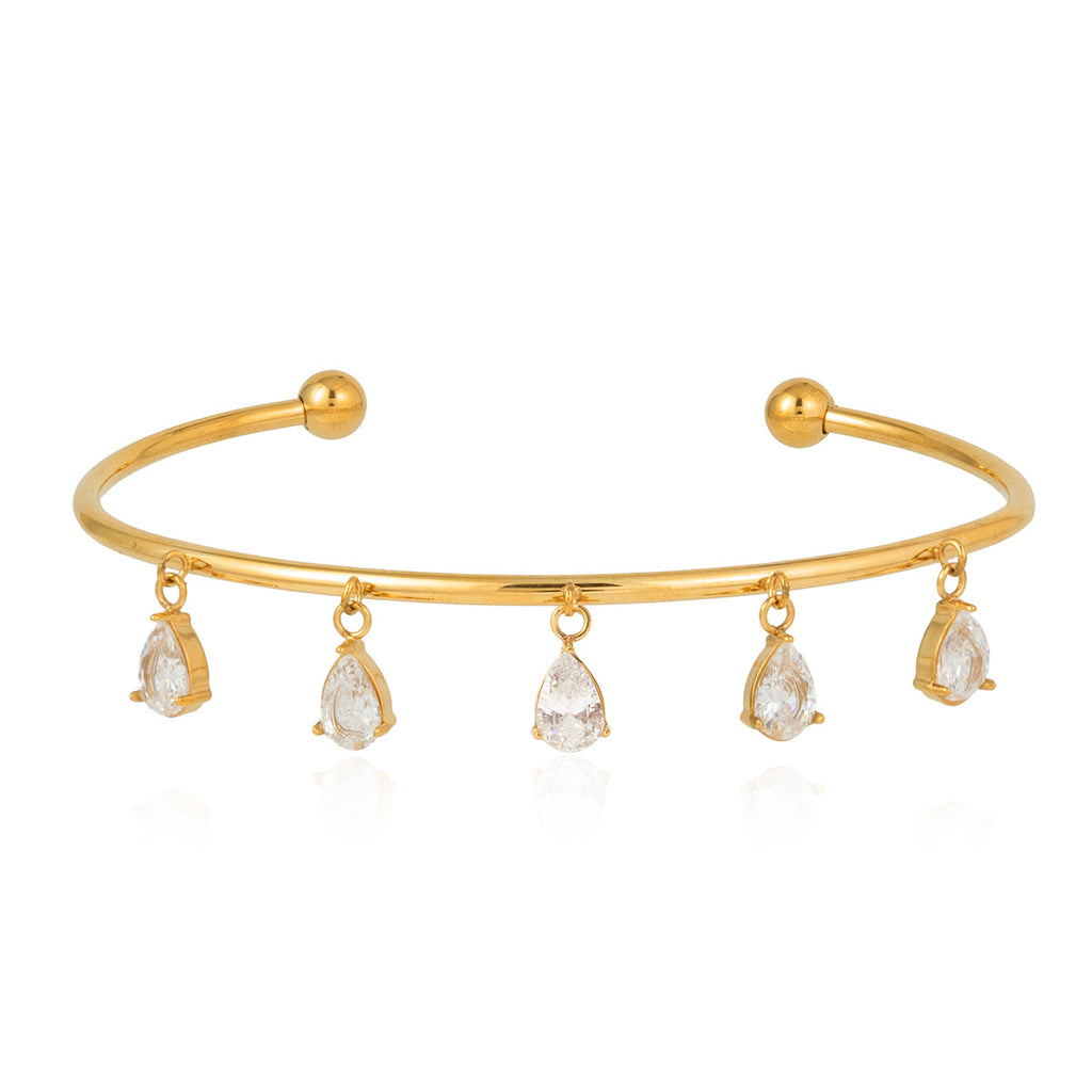 Crystal Charm Open Bangle