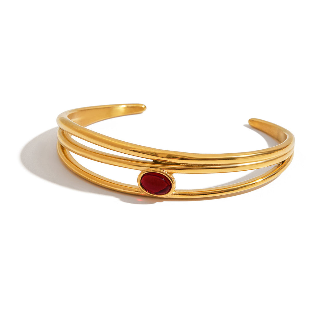 Ruby Accent Triple Band Cuffone Triple Band Cuff