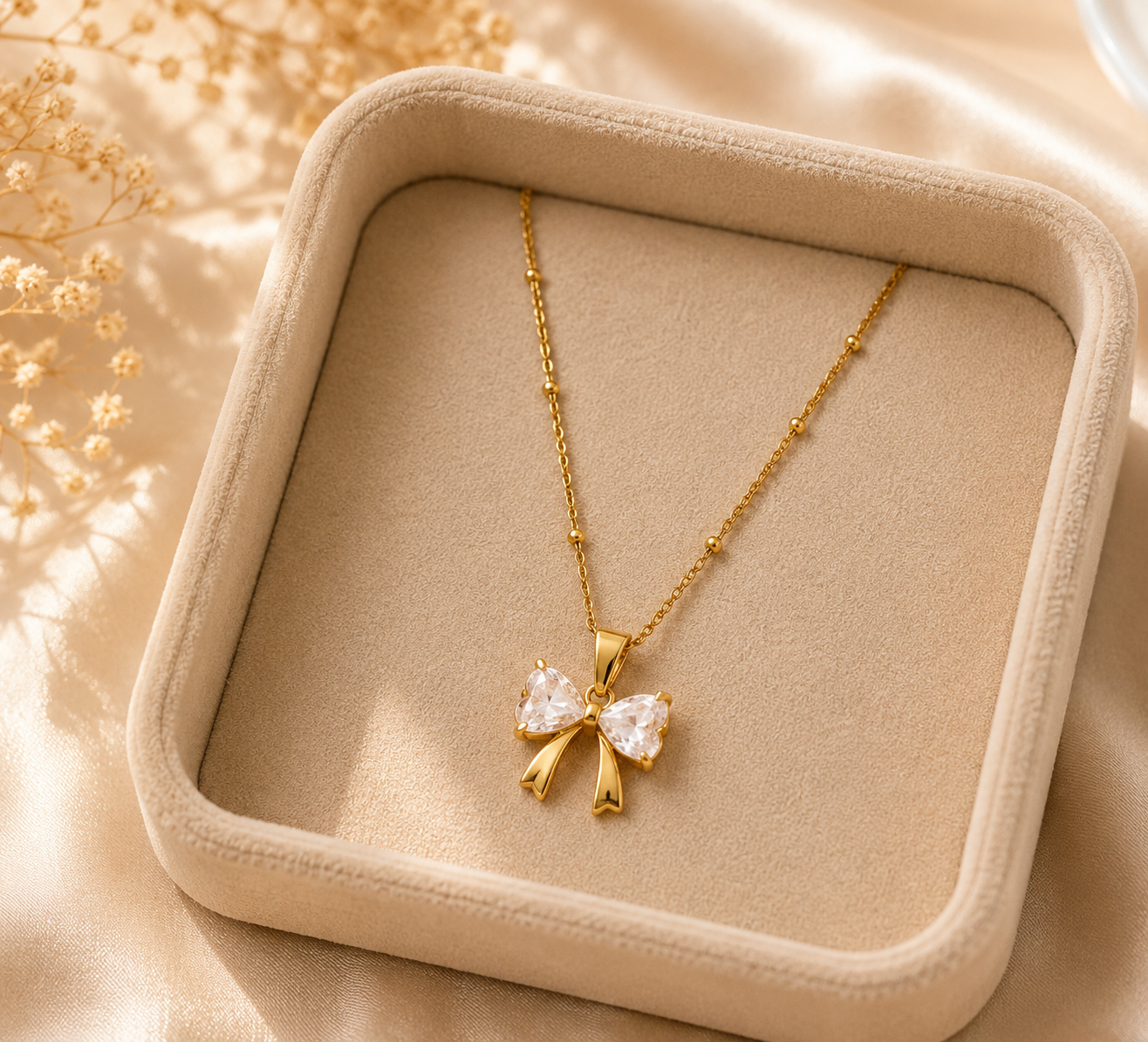 The Seraphina Crystal Bow Necklace