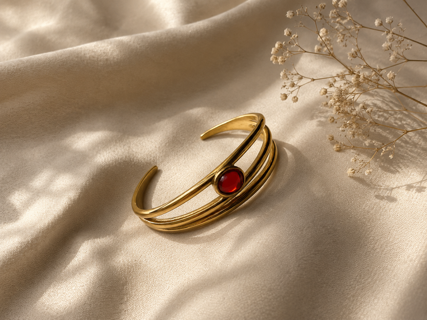 Ruby Accent Triple Band Cuffone Triple Band Cuff